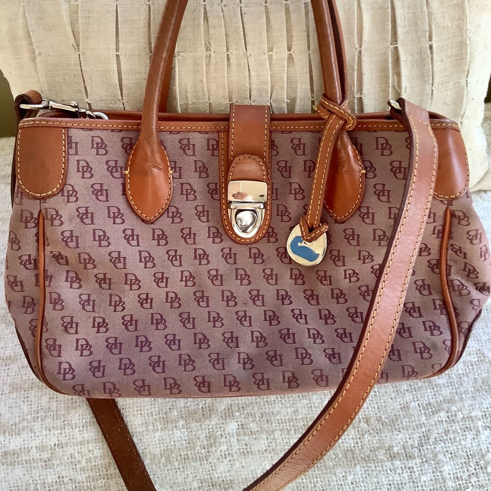Dooney & Bourke Classic Signature Monogram Canvas Tote Bag in Brown & Rust